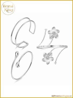 Women's 3 Piece Arm Cuff Jewelry Set Adjustable Upper Arm Cuff Bracelets Boho